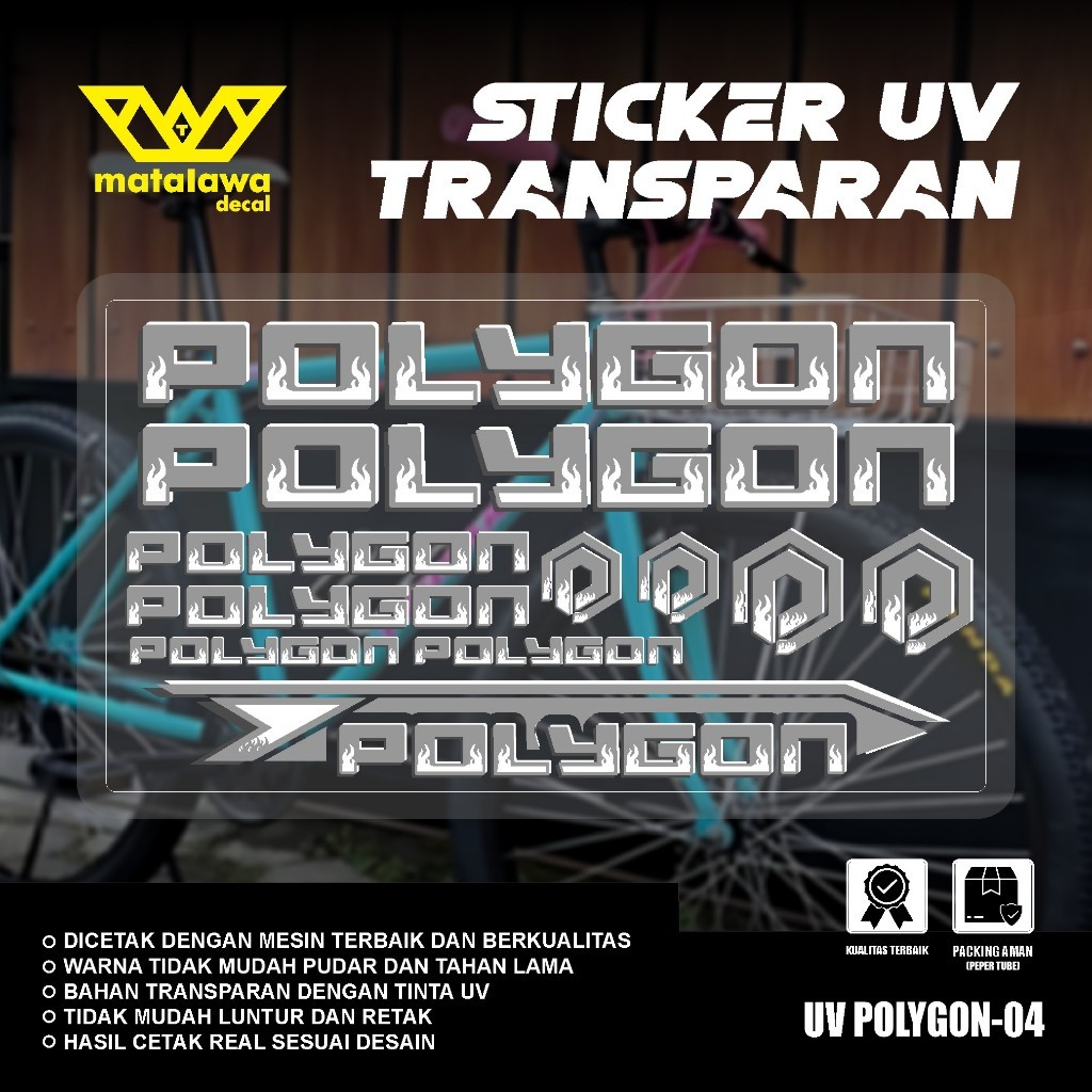 Stiker Decal PREMIUM POLYGON UV TRANSPARAN API POLET Sepeda MTB Bike Kalcer SET 04