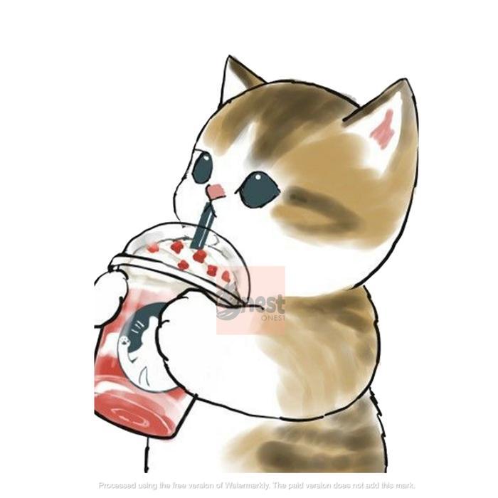 Tas Serut Kanvas Motif Cat kucing Lucu Tas Goodie Bag Anak Ulang Tahun - KUCING ANJING, SERUT PUTIH