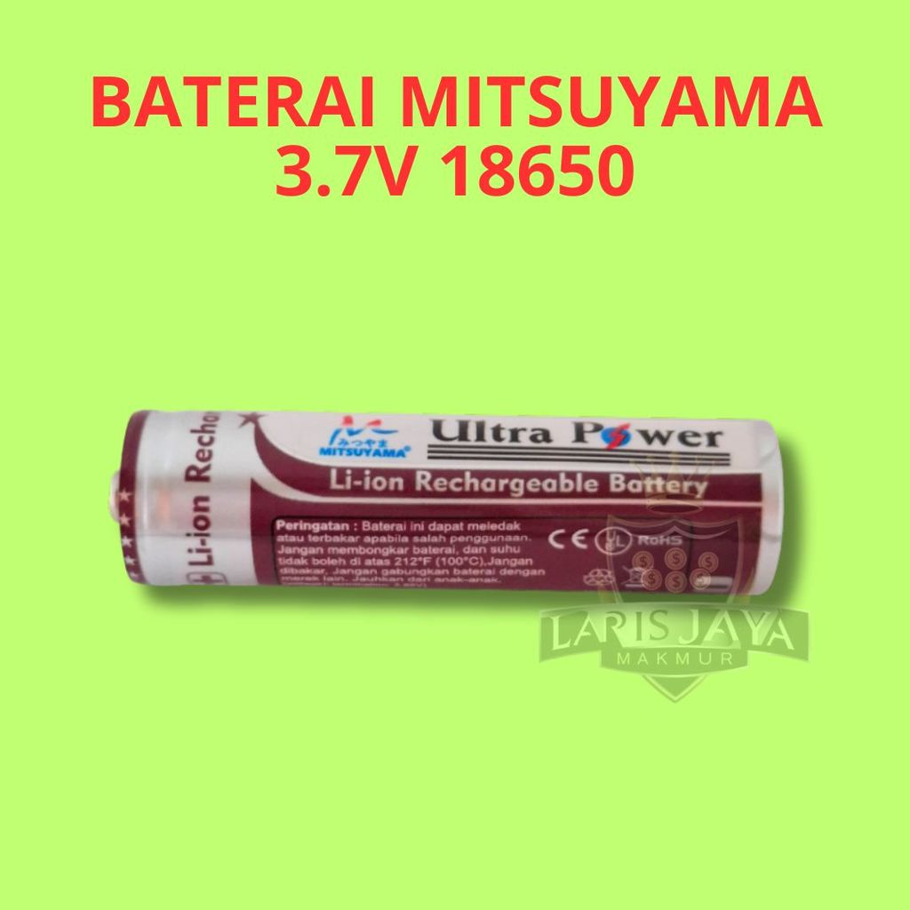 Baterai Mitsuyama 18650 3.7 Volt 6800mAh Lithium Rechargeable Isi Ulang Baterai Li ion