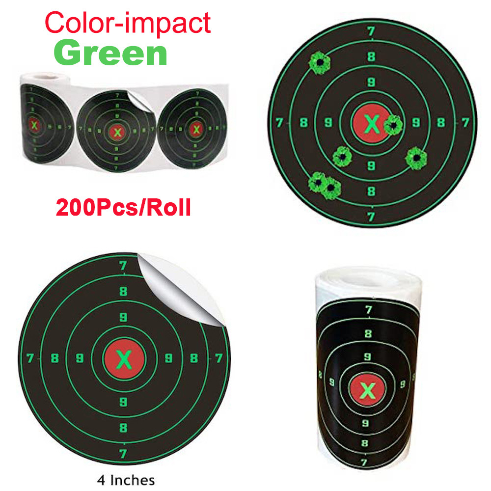 4 Inch x 200 pcsroll splatter & reactive shooting target stickers Shooting Targets for , Rifle, Pist