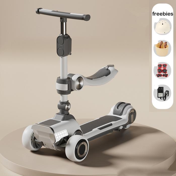 Listrik Skuter Anak lipat Skuter Anak Bluetooth Musik Bangku Lampu skuter anak roda 3 Electric Kids 