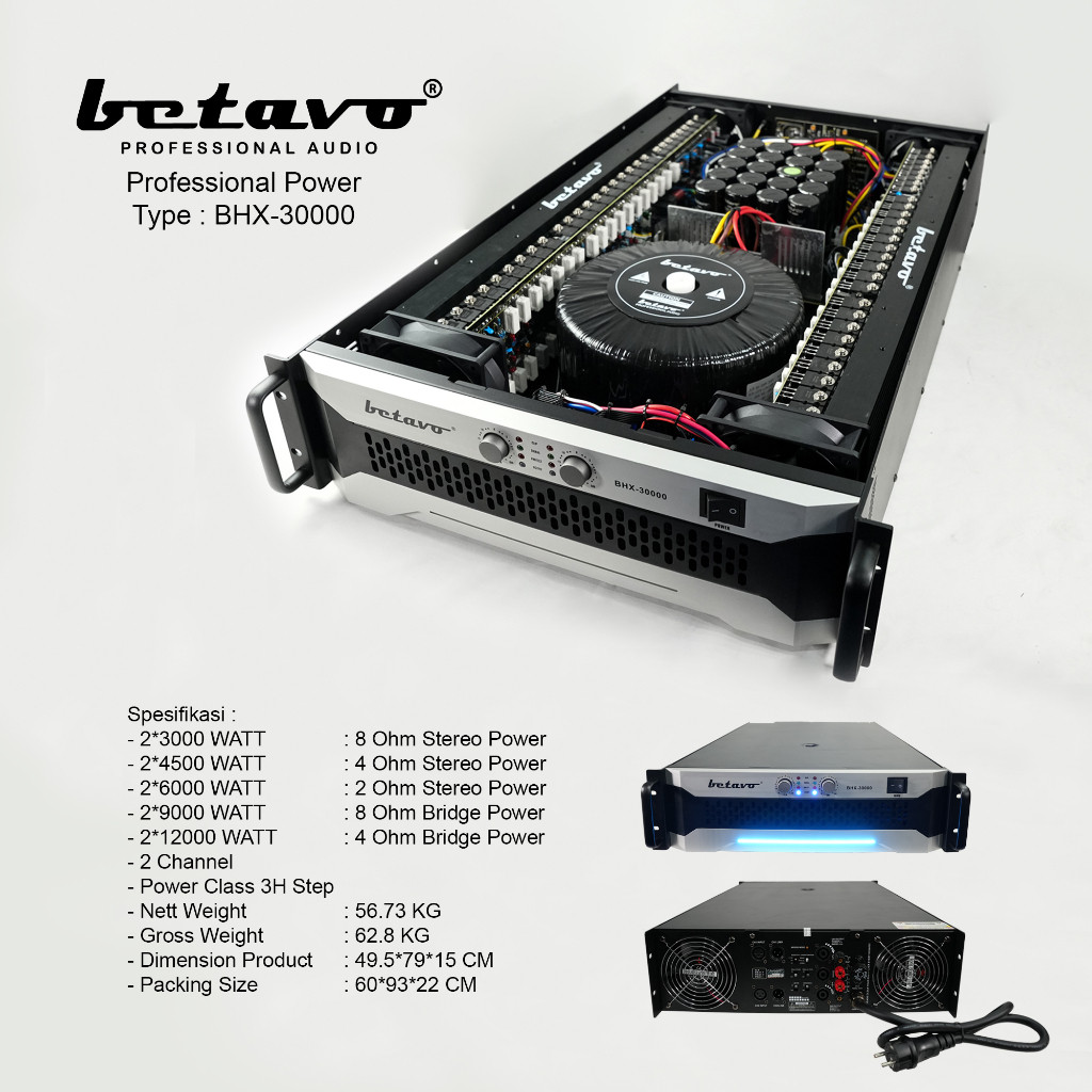 Professional Power Betavo BHX-30000 | 2 Channel | Class H3 Step | 3000 Watt