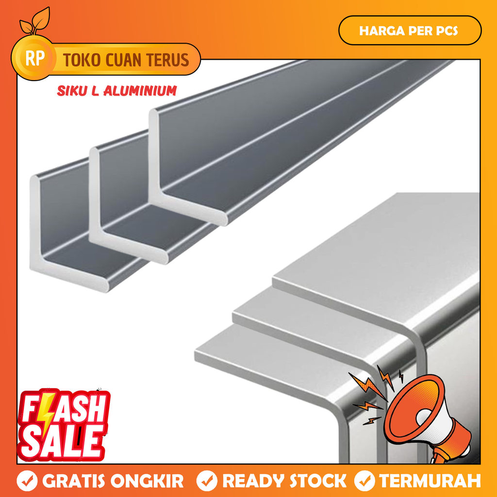[Instant] Profil Sudut Aluminium Siku Lis Aluminium 2 cm x 2 cm List Almunium Alminium Lemari Etalas