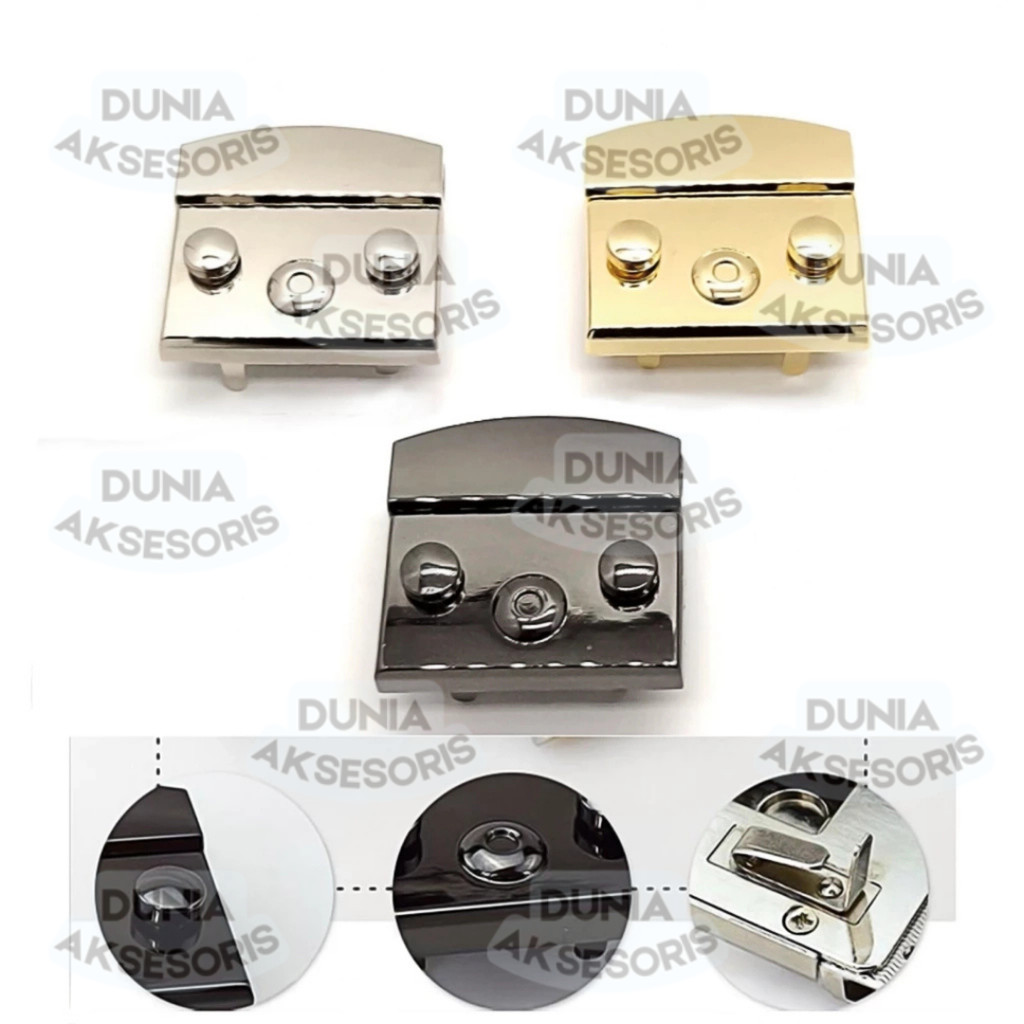 AKsesoris Tas Variasi V158 Kunci Cetet PURLA / Kunci Sodok / Kuncian Tas - Aksesoris Tas (IMPORT)