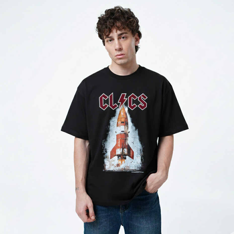 CELCIUS ACDC Bootleg Graphic T-shirt Oversize LIN001482C Hitam T-shirt Pria