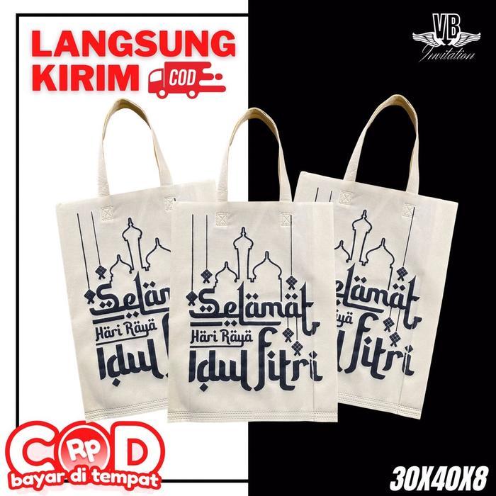 ( Isi 50 Biji ) Tas Sembako Lebaran Termurah Goodiebag Idhul Fitri Press Terbaru 30.40.8 - Krem, 30x