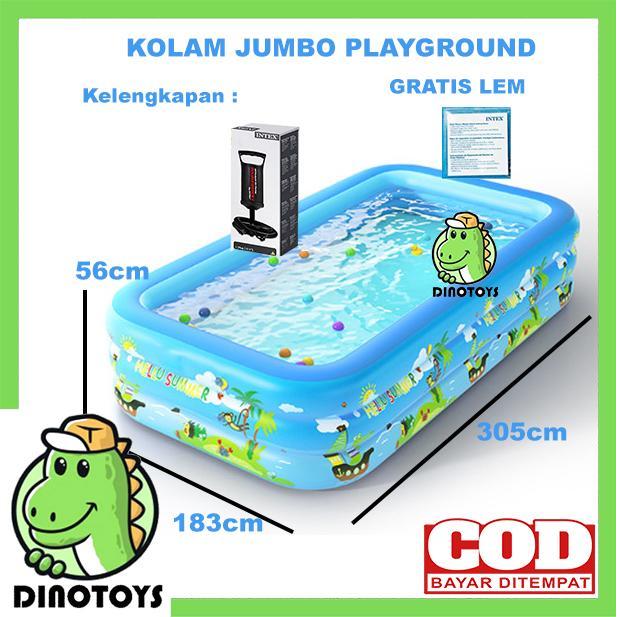 Dinotoys Kolam Renang Anak Portable Ukuran Jumbo Muat Hingga Dewasa - KOLAM SAJA, Polos