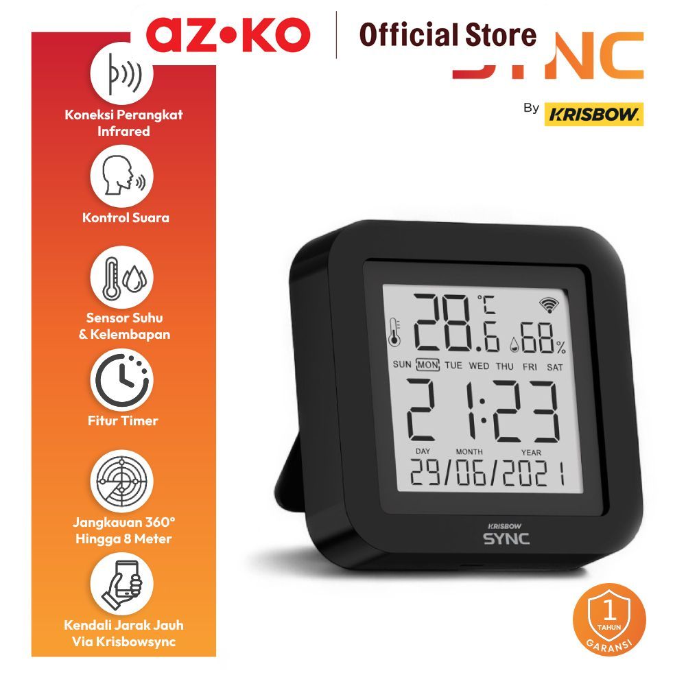 AZKO Krisbow Sync Smart Wifi Ir Remote Control Temperature & Humidity Infrared Sensor Suhu Temperatu