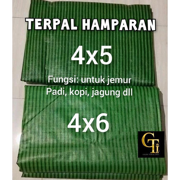 PROMO  terpal hambaran 4x5 4x6 terpal jemur padi jagung kopi terpal polypropylene - hijau lorek hita