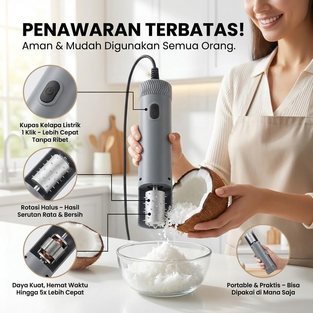 Alat Parutan Kelapa Gengam Elektrik Portabel Aman dan Stabil Mesin Parut Kelapa Portable Coconut Scr