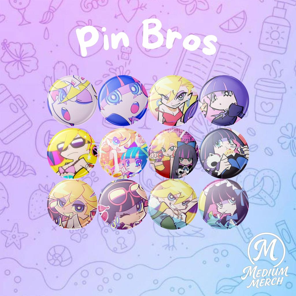 Medium | Pin Bros Button 44mm Panty And Stocking (PNSWG) Glossy Clips Plastik Aesthetic Colorful Luc