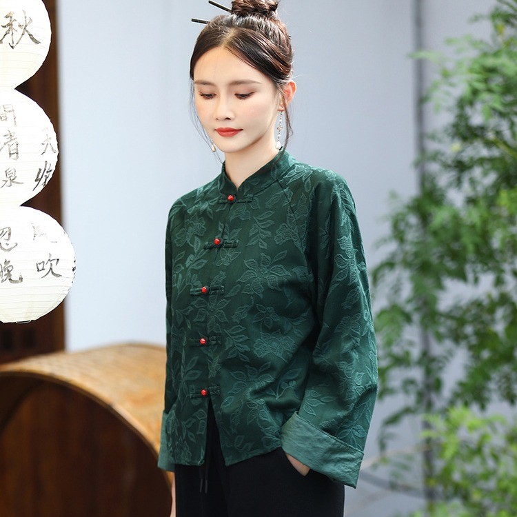 Jaket Kostum Teh Tradisional Cina Cardigan untuk Wanita