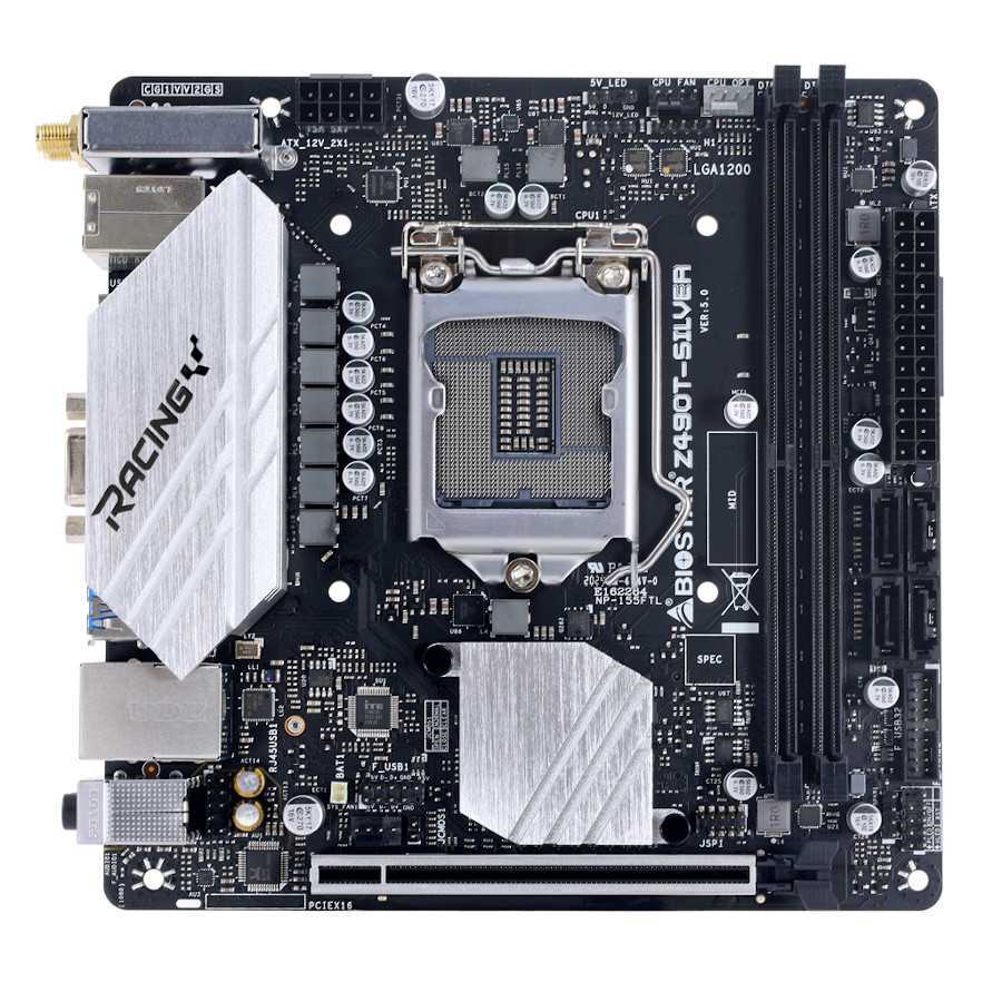 BIOSTAR RACING Z490T-SILVER Z490 LGA1200 DDR4 Mini ITX Motherboard