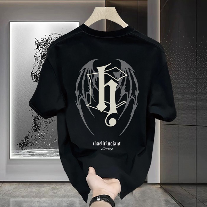 (COD) Kaos cowok keren huruf trendi Cetak pola Baju Pria Wanita Unisex Kaos Cowok Cewek Kaos Premium