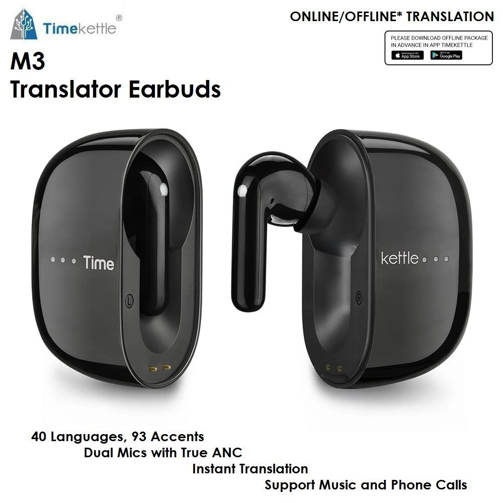 TIMEKETTLE M3 Translator Earbuds OFFLINE - Penerjemah Bahasa Asing