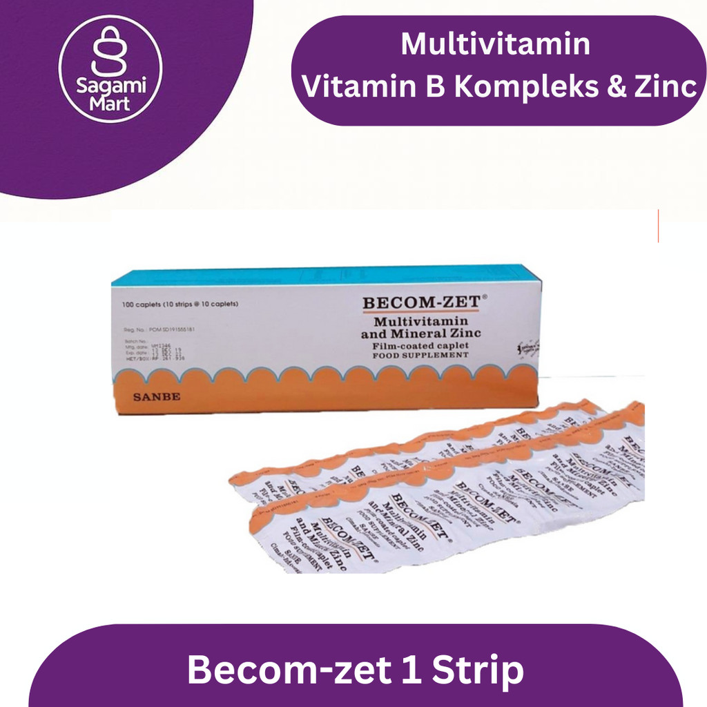 Becom Zet Tablet 1 Strip | Multivitamin Vitamin B Kompleks & Zinc