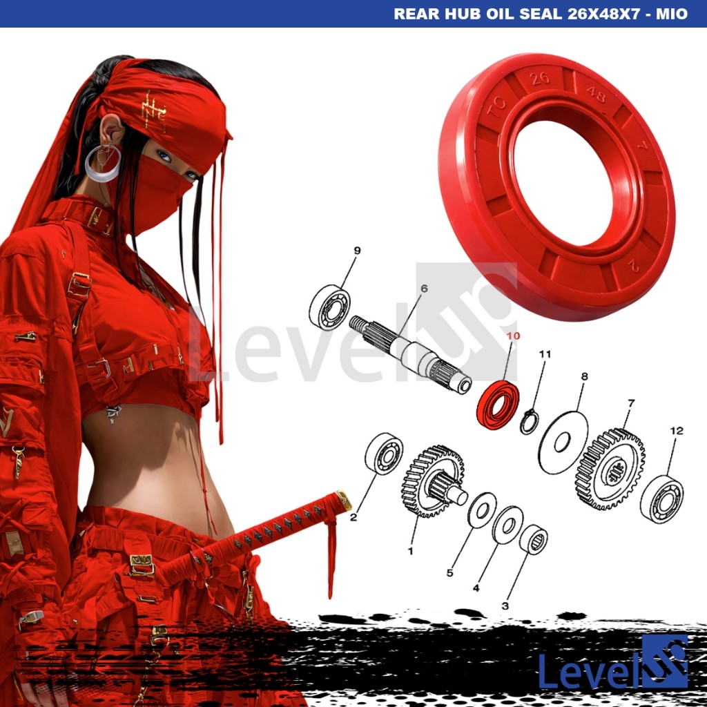 Level Up Oil Seal 26x48x7 Rear Hub Oil Seal Mio Seal Roda Belakang Mio Mio Sporty Mio soul Seal as r