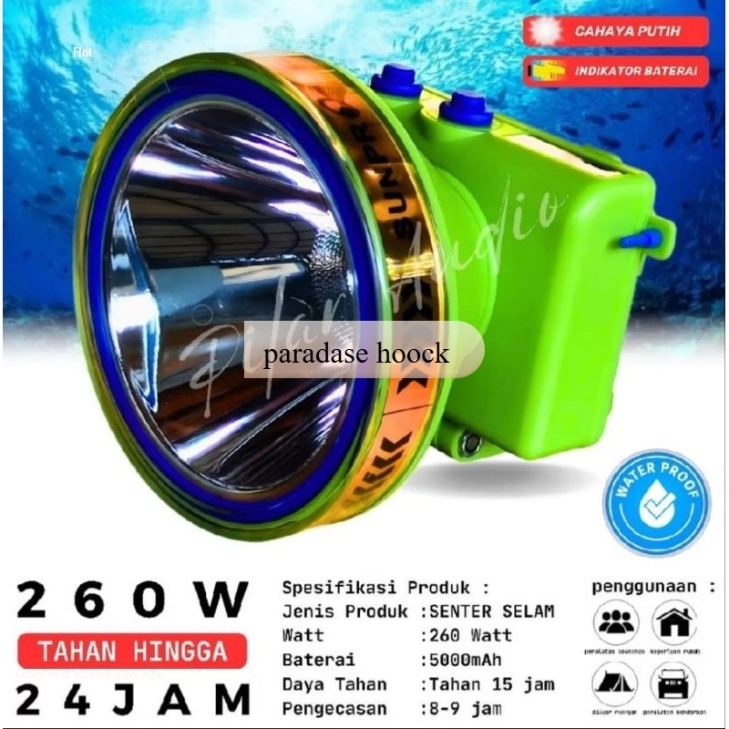 sunpro s-8961 senter kepala menyelam 260watt cahaya putih