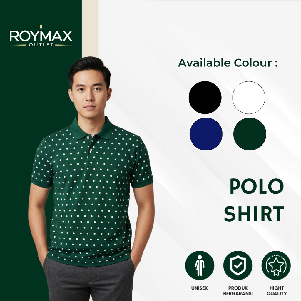 Polo Shirt Lks Polkadot Kaos Berkerah Pria Lengan Pendek Bahan Katun Box