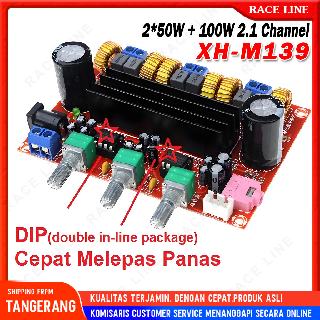 Amplifier TPA3116D2 200W Max 2.1 CH Subwoofer Board XH-M139 Suara Bass Nendang HIFI Stereo Digital P