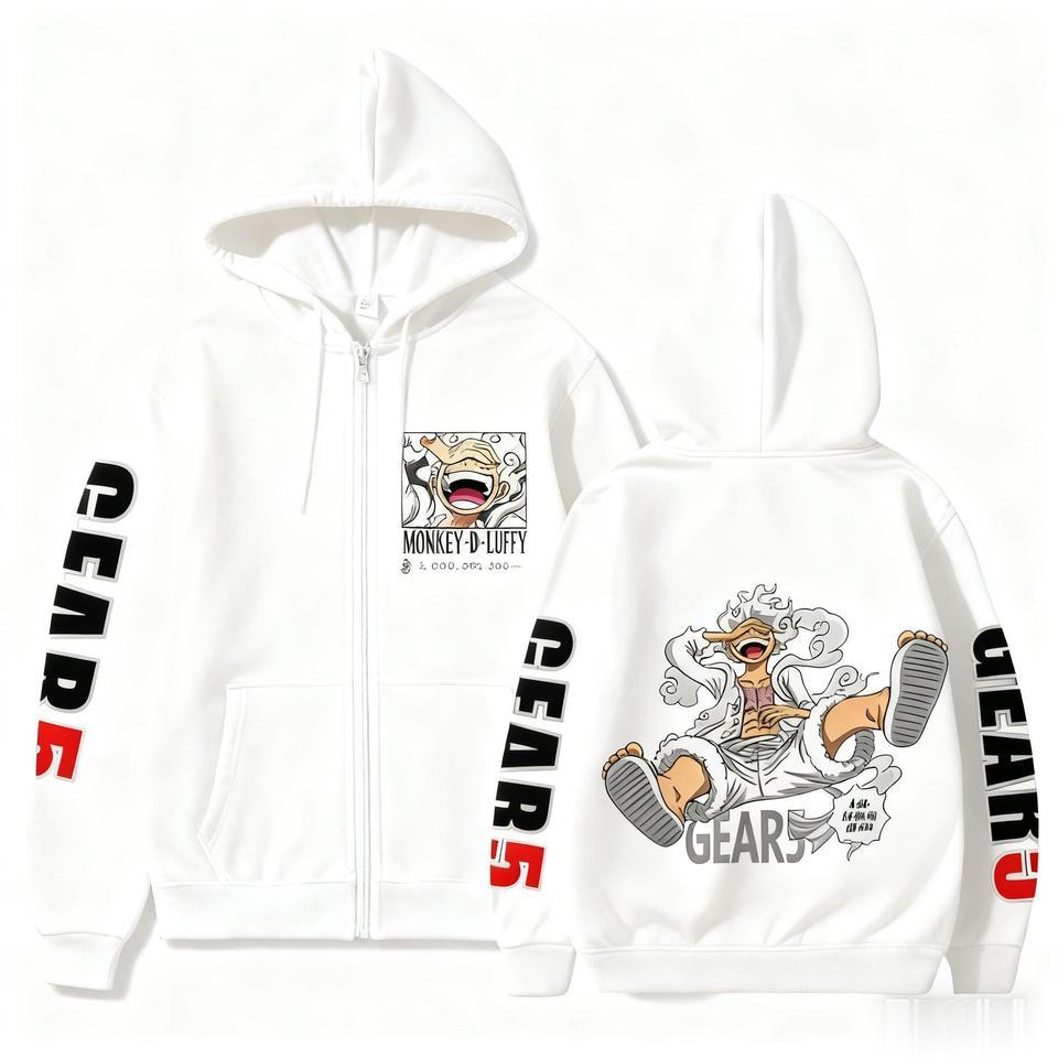 Jaket hodie One Piece Anime Luffy Gear 5 - Hoodie Unisex Casual Cosplay Jacket Printed