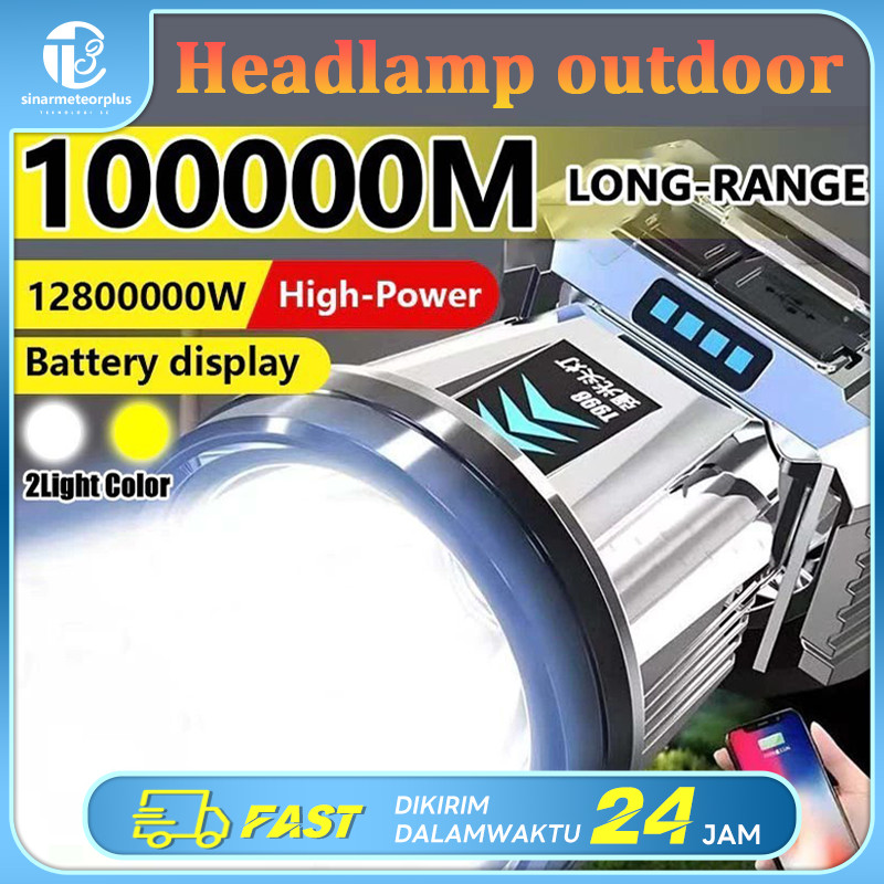 Senter Cas Super Terang Kepala Anti Air Jarak Jauh 600Watt Tahan 300 Jam Super LED Baterai Lithium S