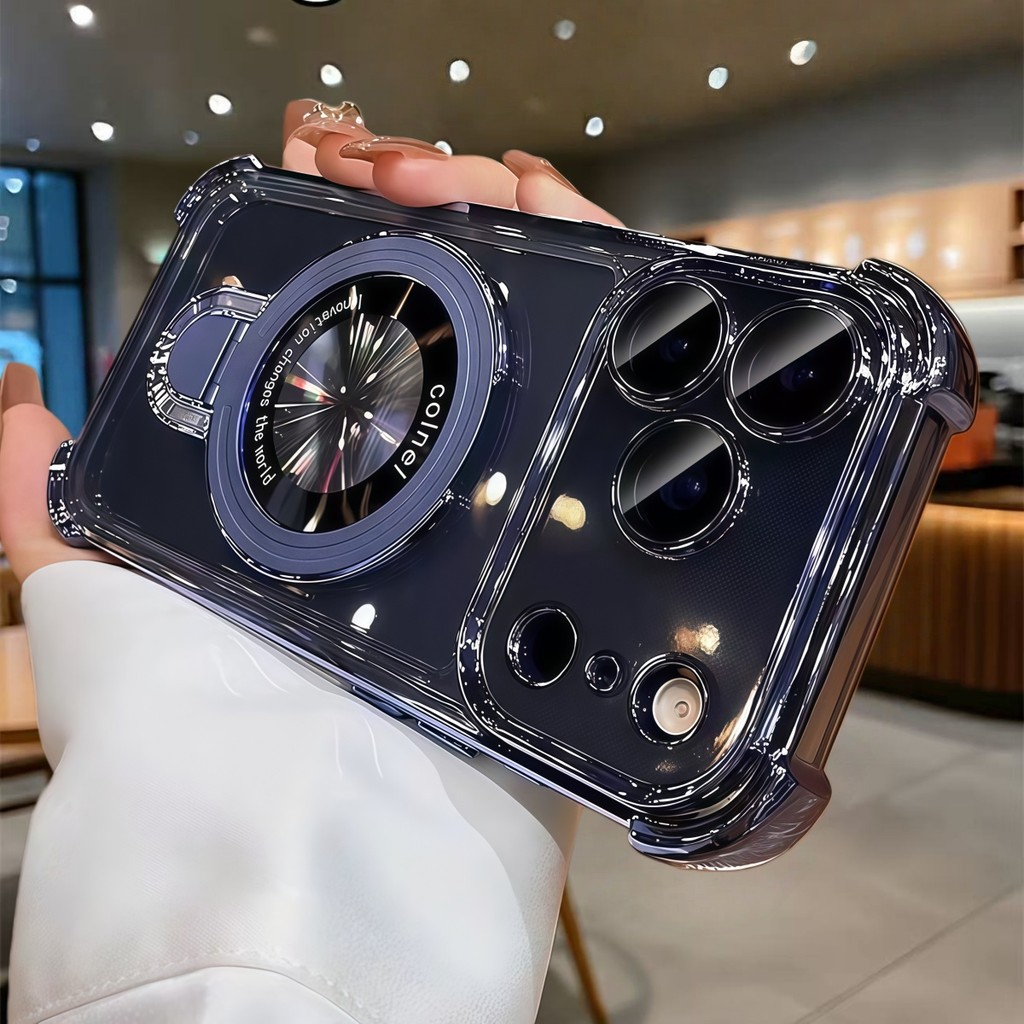 Ready Stok Case HP iPhone17 16 15 14 13 ProMax Silikon Elektroplating Transparan Magsafe Magnetic St