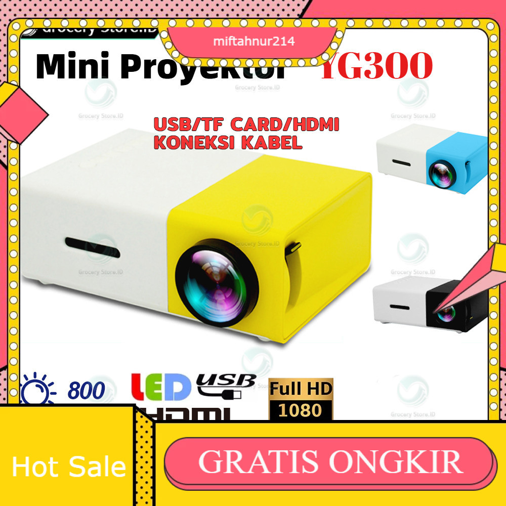YG300 Proyektor mini Portable Led mini Proyektor hp mini Home Theater HDMI mini Proyektor Proyektor 