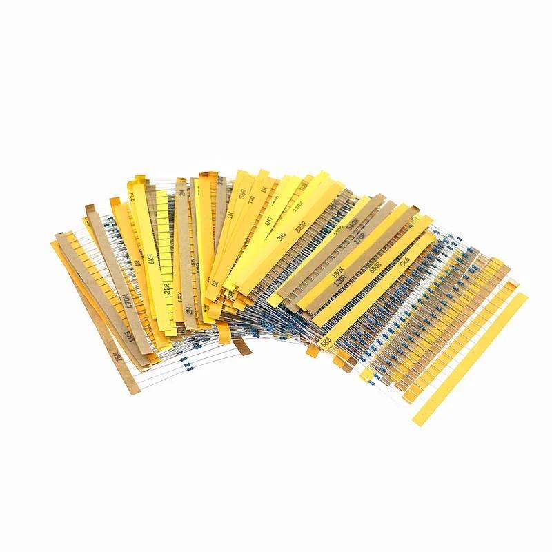 1280 buah Resistor 64 nilai x 20 buah 1/8W, Kit Resistor Film Logam 1%, Set Kit Resistor 1ohm - 10mo