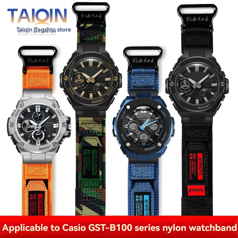 Mofied Canvas Wristband strap For Casio G-SHOCK GST-S130 GST-S110/S120/W130L GST-210/B100/W300 Nylon