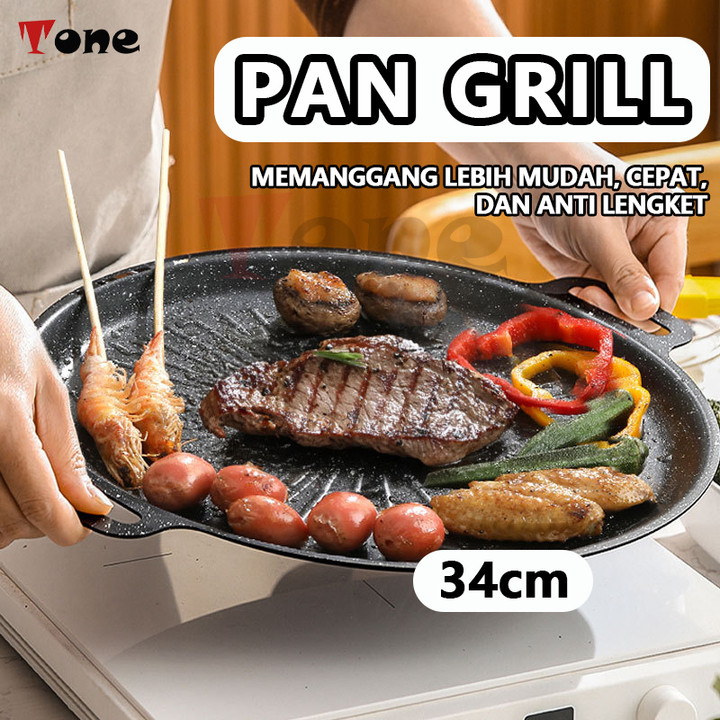 wajan anti lengket teflon anti lengket Grill Anti Lengket/Alat Grill Panggangan BBQ Bulat Kompor