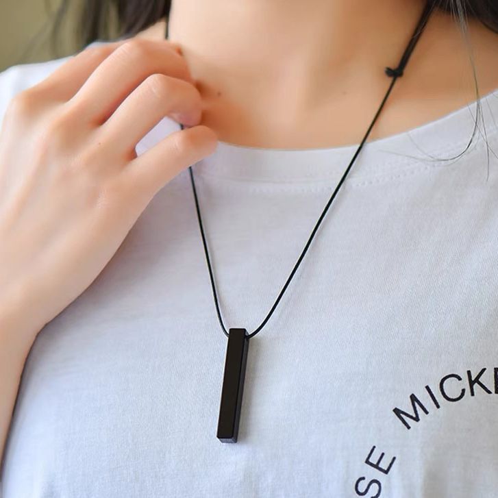 KALUNG MODEL TALI PRIA WANITA LIONTIN BANDUL BALOK HITAM PERSEGI TERBARU