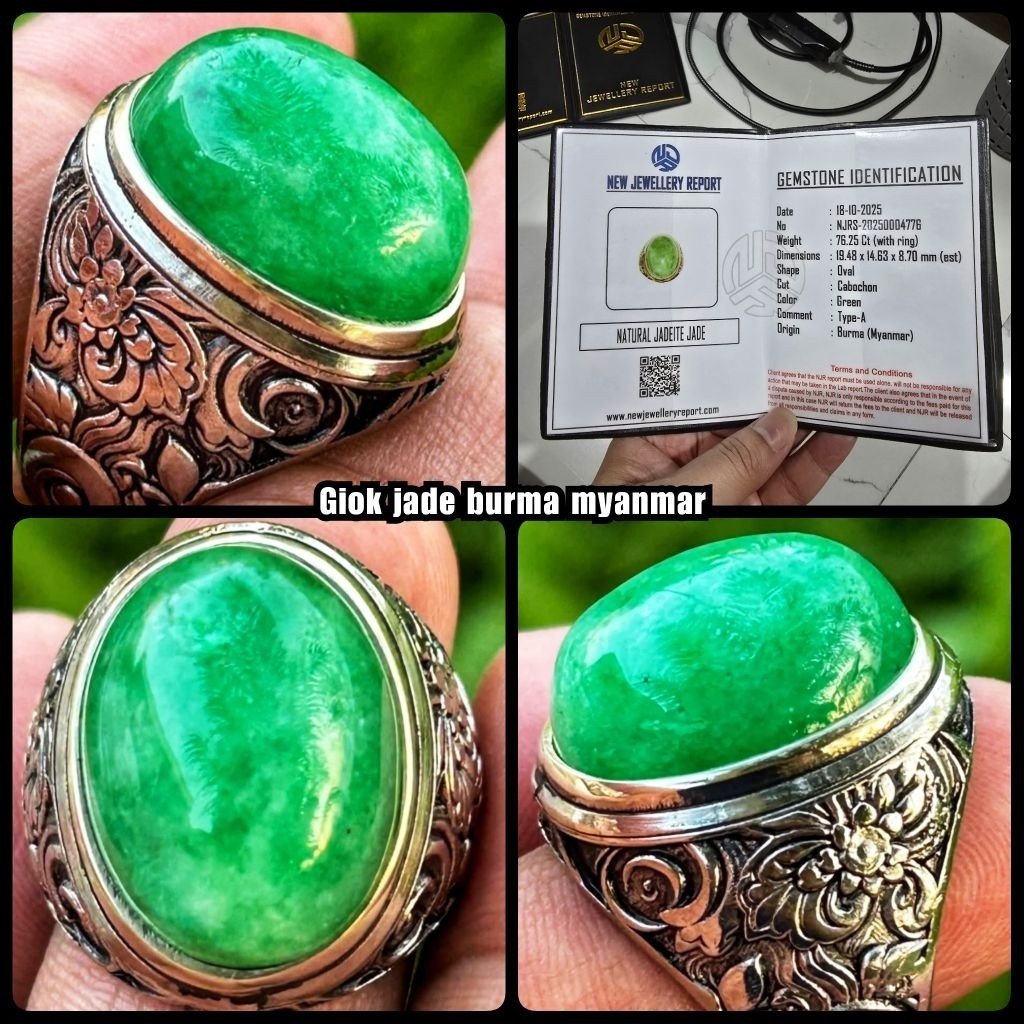 natural 100% giok jumbo burma myanmar kristal + sertifikat lab