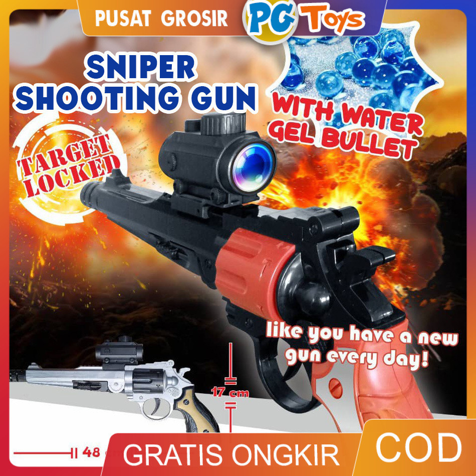 PGTOYS Mainan Anak Pistol Sniper Shooting Water Gel Bullet Weapon Gun Tembakan Bola Jeli Lunak