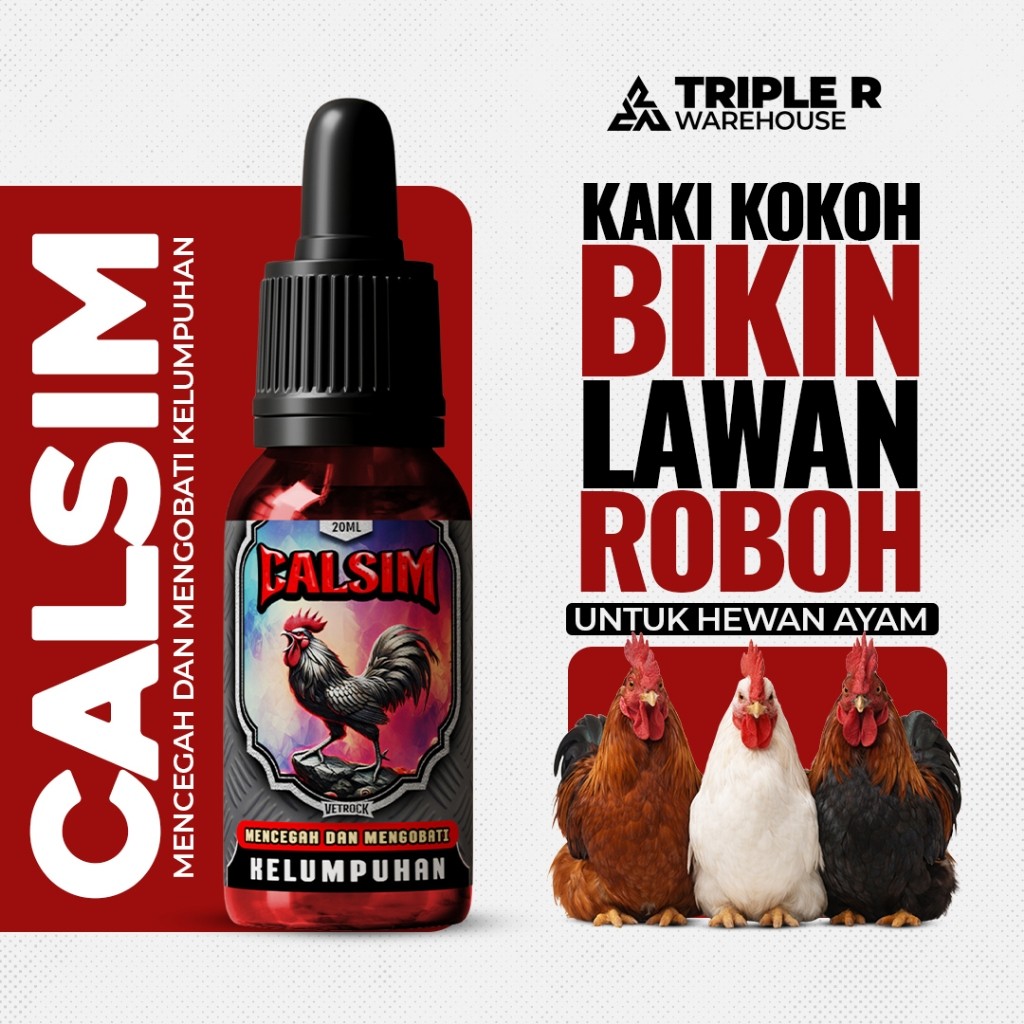 CALSIM Suplemen Ayam Petarung – Pencegah & Pengobat Lumpuh, Lemah Kaki, Saraf & Otot Ayam Aduan | Me