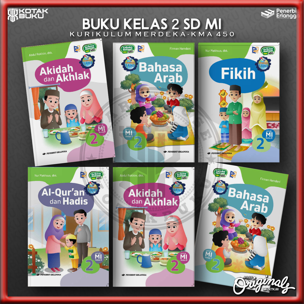 [ Erlangga ] Buku Kelas 2 MI SD / Madrasah Ibtidaiyah / Kurikulum Merdeka / KMA 450