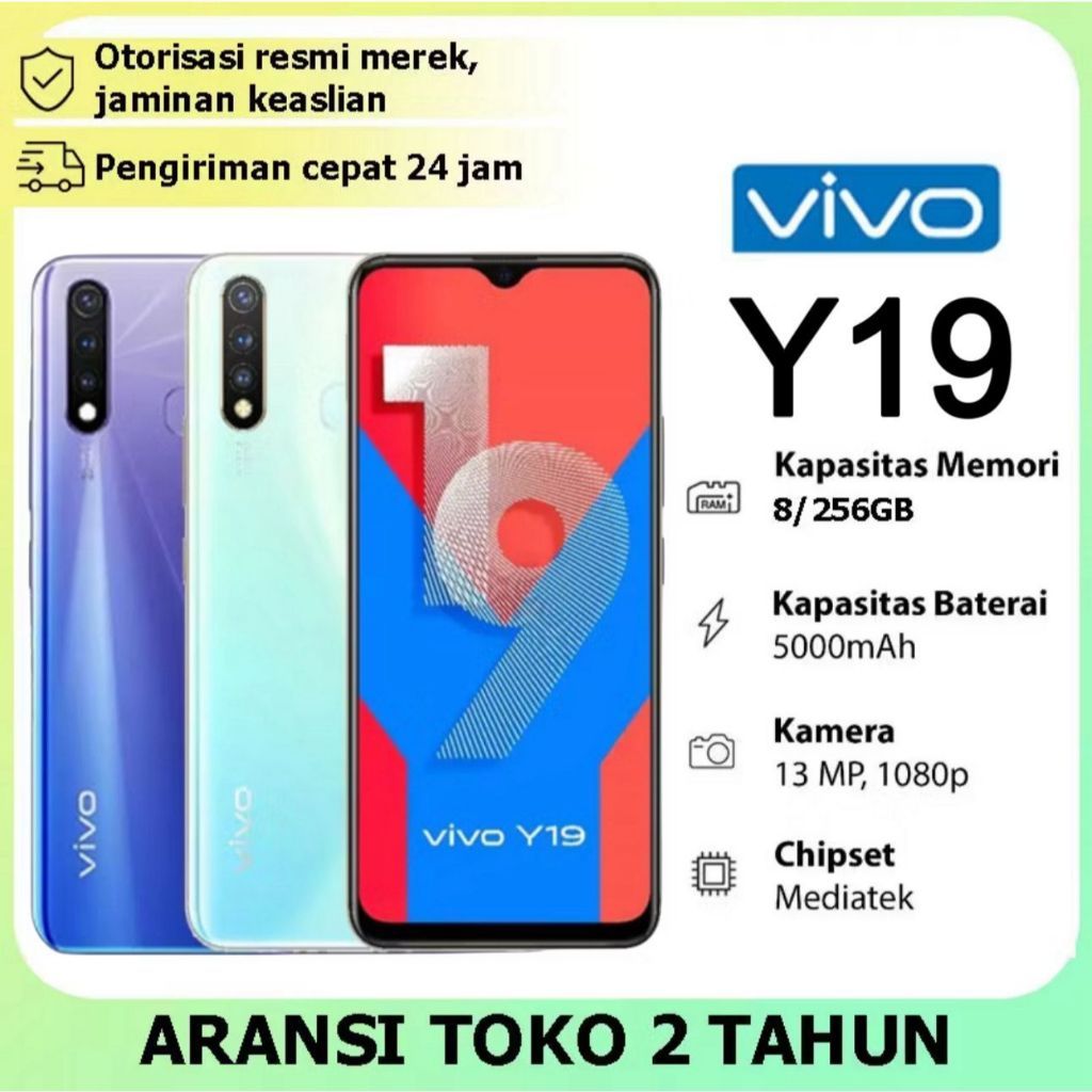 VIVO Y19 Ram 8/256GB  Smartphone 4G LET 6.53inches Dual SIM 20MP+13MP promo hp cuci gudang