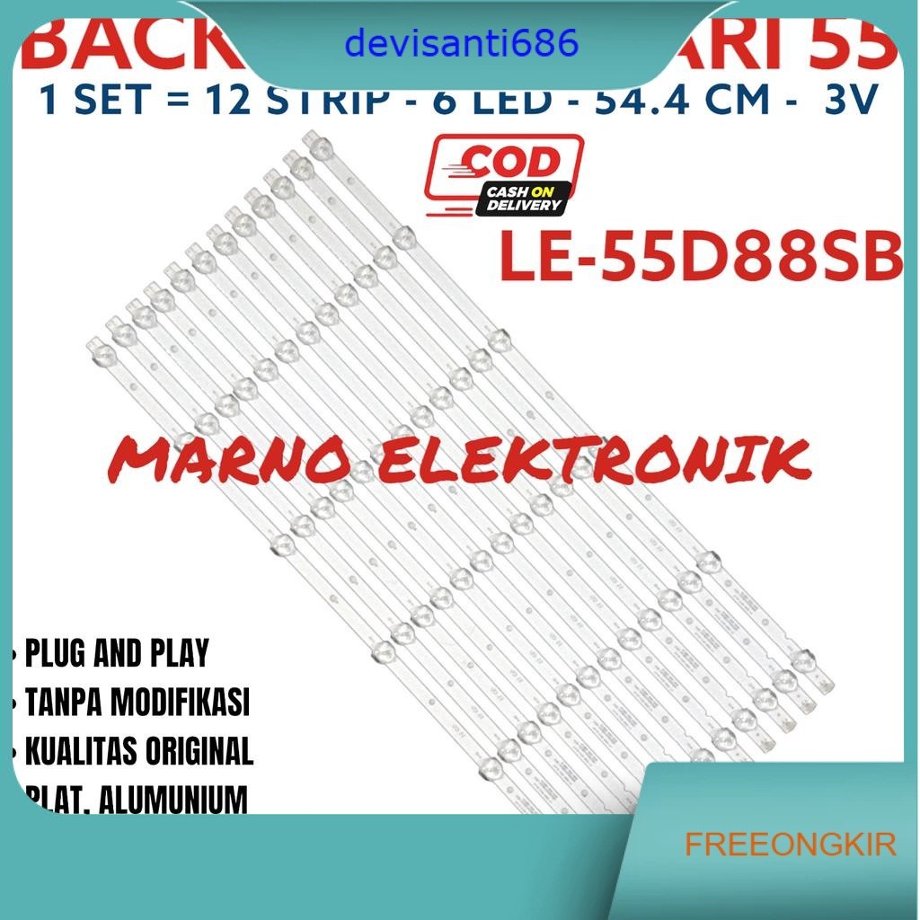 BACKLIGHT AKARI 55 IN 55D LE 55D88SB LE 55D88 SB LE55D88SB BL 6K LAMPU