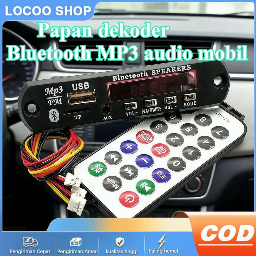 Papan Dekoder Bluetooth 5.0 Mobil Modul Audio MP3 USB TF Radio DC 12V - Speaker Subwoofer