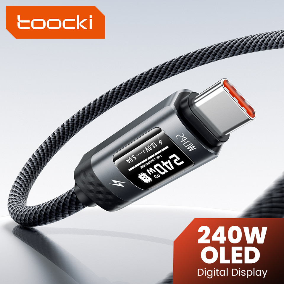 Toocki 240W OLED Digital Display USB C to Type C Cable PD 3.1 Super Fast Charging Data Cord for iPho