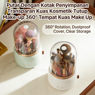 Kotak Make-up Putar Kuas Kosmetik Tempat 360° Tutup Transparan Kuas Make Up