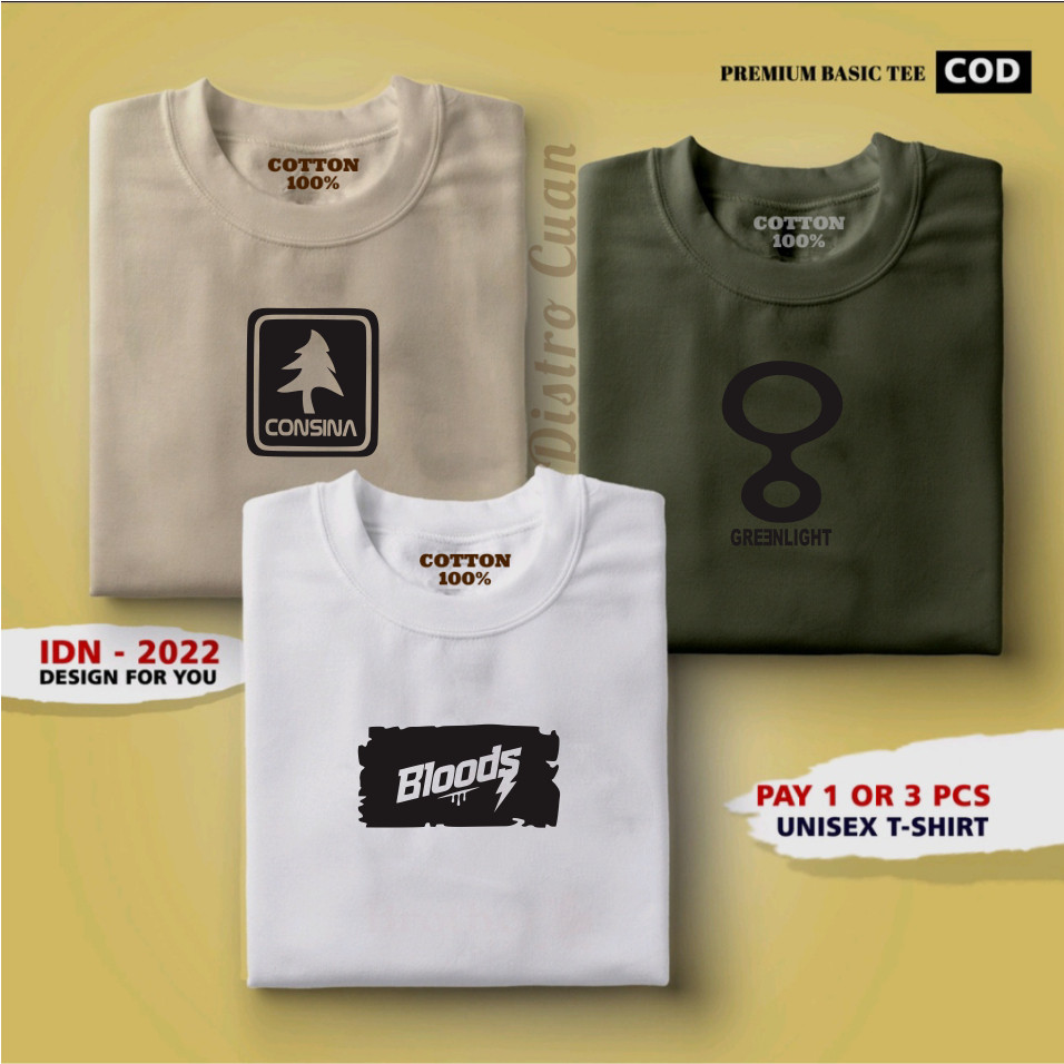 Bayar di tempat BUY 1 OR 3 PCS ( PROMO COD - BAHAN TEBAL )  100% Cotton Combed 30s / Kaos Print / Ba