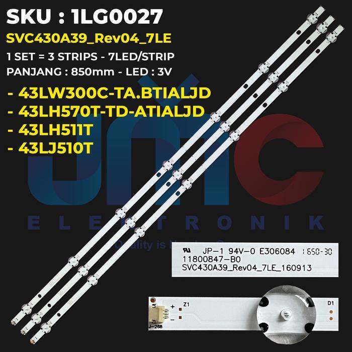 Backlight TV 43 Inch 43LH511T 43LJ510T 43LH570T 43LH511T-TE.ATIALJD 43LW300C-TA.BTIALJD