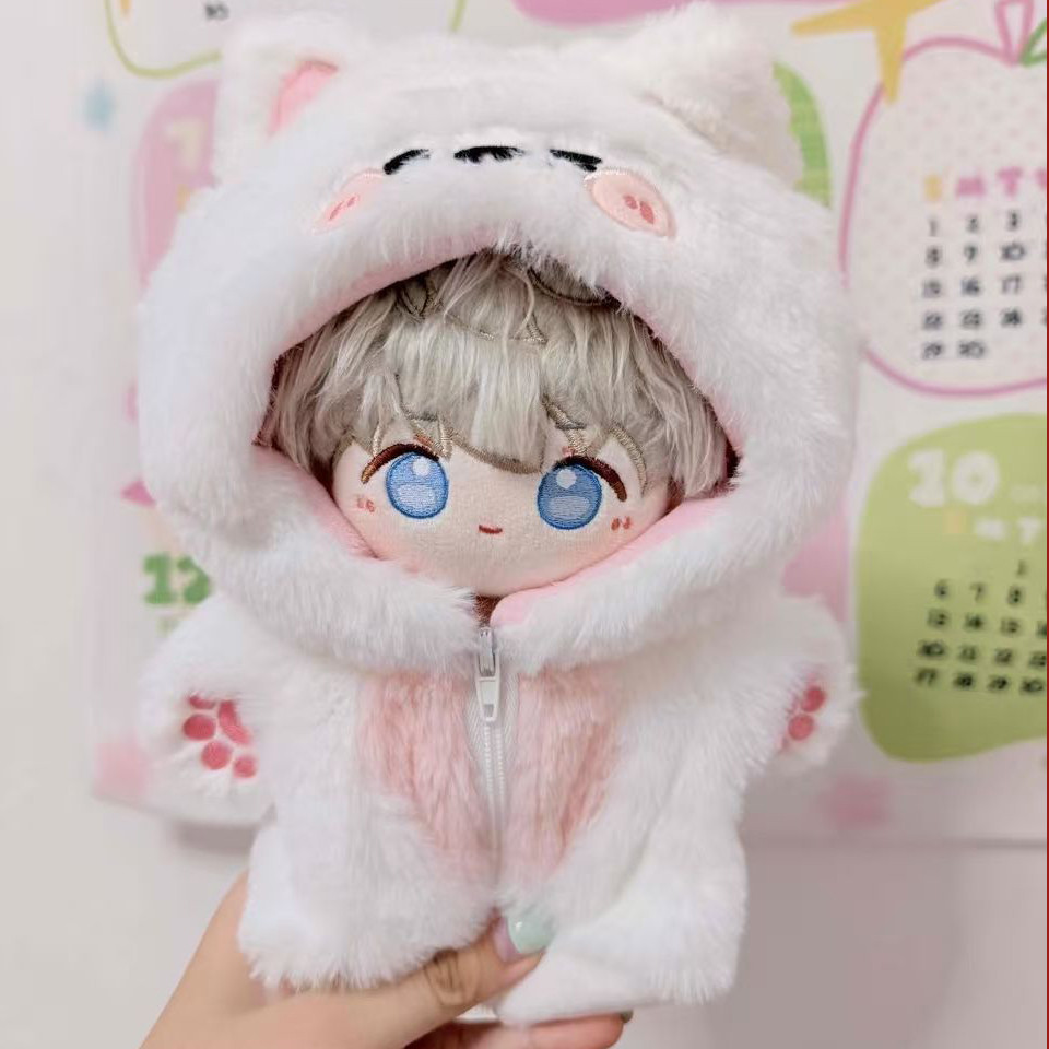 20cm Samoyed Doll Clothes Cute Animal Onesie Plush Outfit, Cartoon Puppy Jumpsuit for Cotton Dolls, 