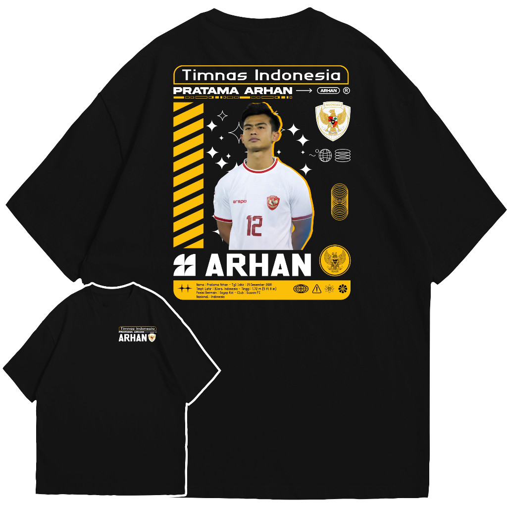 Tshirt Kaos Pratama Arhan New Series Tshirt Cotton Combed / Baju Pratama Arhan Timnas Indonesia / Ka