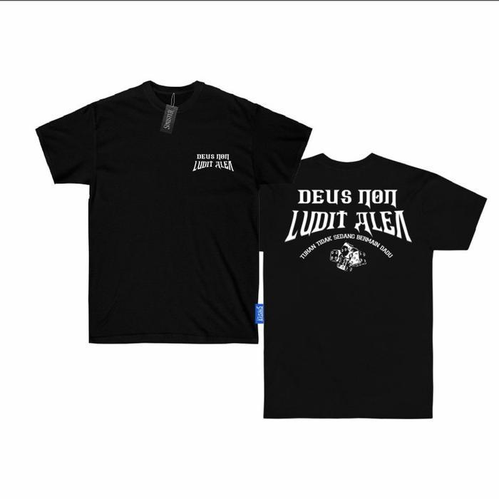 T-Shirt TUHAN TIDAK SEDANG BERMAIN DADU-SINISTER,COMBED24S - HITAM, M