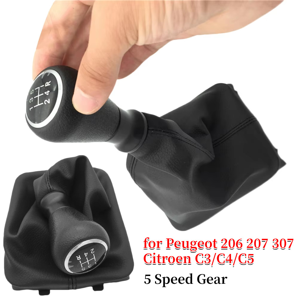 Tuas Persneling 5 Kecepatan dengan Sarung Boot PU untuk Peugeot 206 207 307 CC Citroen C3/C5/Xsara A