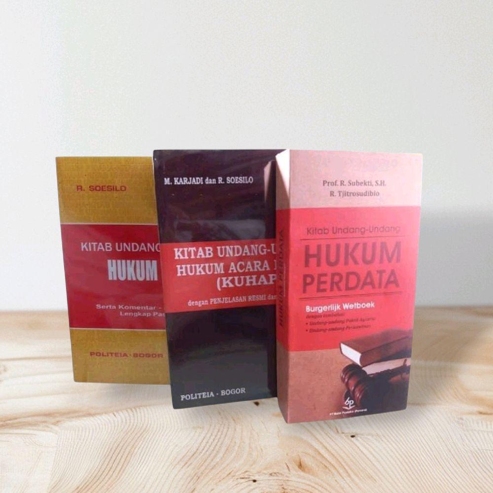 PAKET 3 BUKU KITAB UNDANG-UNDANG HUKUM PIDANA, ACARA PIDANA, PERDATA