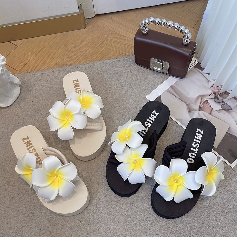 [COD]Sandal pantai platform motif bunga bergaya baru, sandal jepit anti selip untuk wanita
