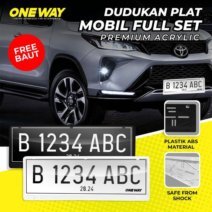 HONDA Jazz Brio Tatakan Dudukan Plat Nomor Mobil Akrilik Mika ONEWAY - Hitam, Plastic